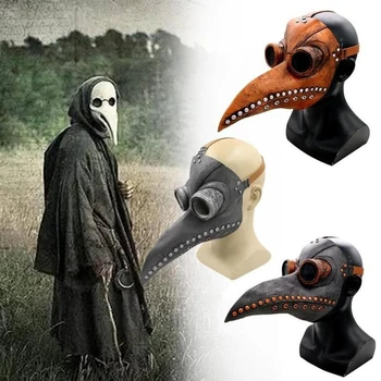 

3D Raven Skull Halloween Mask Medieval Steampunk Plague Doctor Bird Mask Latex Punk Cosplay Masks Beak Halloween Cosplay Props