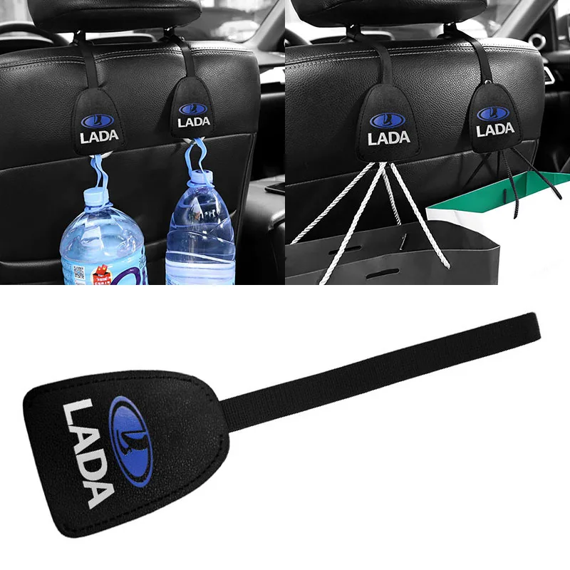 

2pcs Car Badge Seat Back Hook Headrest Hanger Holster Hook for Lada VESTA Niva Kalina Priora Granta Largus Car Styling