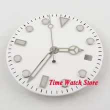 28,5 мм без логотипа белый циферблат Светящиеся Часы Marks циферблат подходит MIYOTA 8215 821A Mingzhu 2813 автоматический механизм+ стрелки D119