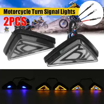 

2pcs 12V Motorcycle Turn Signal Smoke Triangle Flush Mount Turn Signal Indicators Amber LED Light Motorbike Refit Lamp Universal