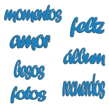 

Naifumodo Spanish Words Metal Cutting Dies Letter Feliz Fotos Recuerdos Stencil for DIY Dies Scrapbooking Album Paper Card Decor