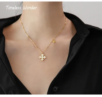 

Timeless Wonder Titanium Shell Cross Knot Chains Choker Necklace Women Stainless Steel Jewelry Punk Gothic Designer Kpop 2531