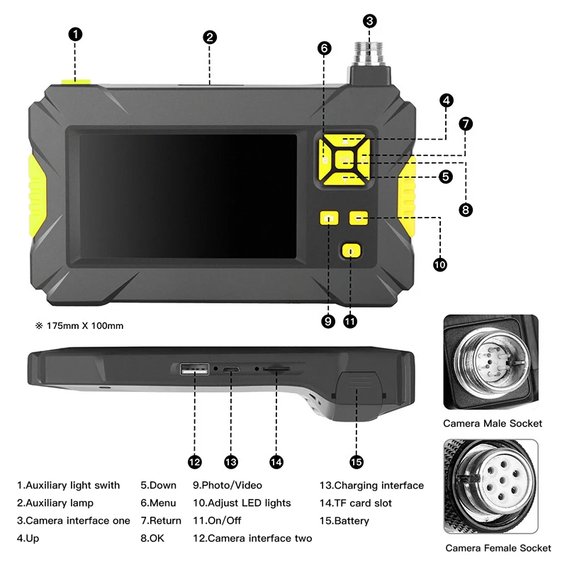 3,9mm 5,5mm 8mm ˻ Endoskop ī޶ HD1080P 4,3 zoll Bildschirm IP67 Wasserdicht Industrielle Endoscop