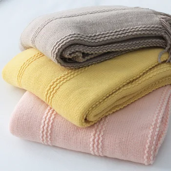 

Fashion Style Solid Color Knitted Blanket for Sofa Bedspread Throw Office Rest Pink/Khaki/Yellow Tassel Decor Throws and Blanket