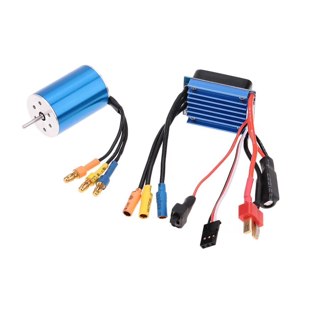 

2435 4800KV 4P Sensorless Brushless Motor with 25A Brushless ESC Electric Speed Controller for 1/16 1/18 RC Car Truck