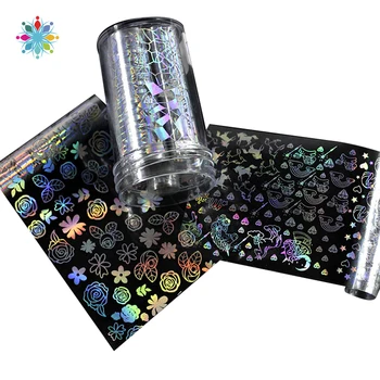 

8 Pcs 4*20cm Holographic Nail Foil Xmas Unicorn Dreamcatcher Geometric Marble Shell Nail Art Transfer Sticker DIY Nail Decals
