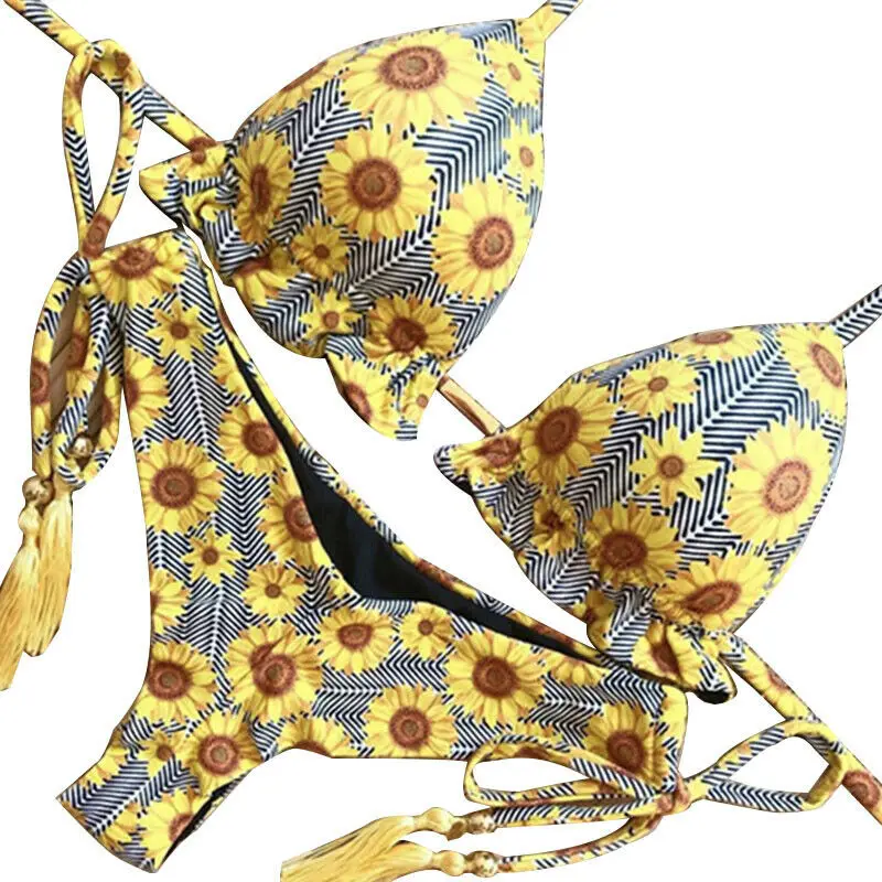 Women's Bikini Set Floral Brazilian Swimsuit Swimsuit Set Beach Bra Hot 2 Peice Set Women
