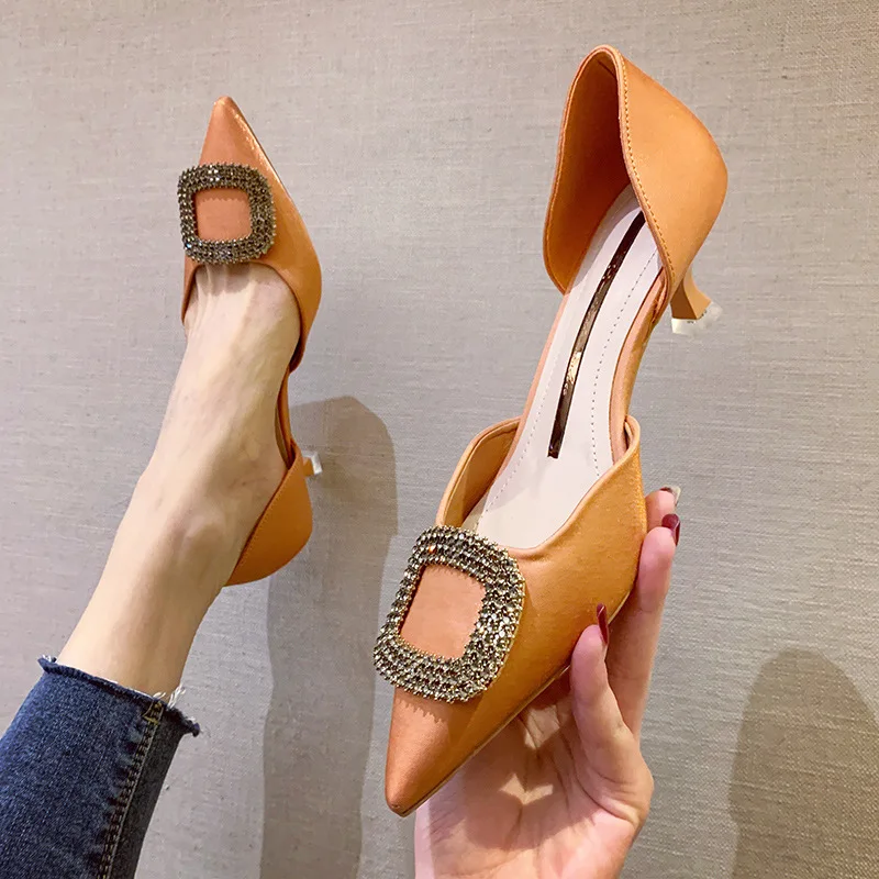 

Sping Sandal Debutante-Style 2020 Spring And Autumn New Style GIRL'S Korean-style Versatile Man-made Diamond High Heel Shoes Wom