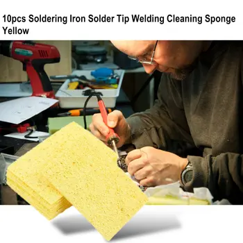 

10pcs High Temperature Resistant Soldering Iron Solder Tip Welding Cleaning Sponge Yellow Heatstable Cleaning Sponge For Welding