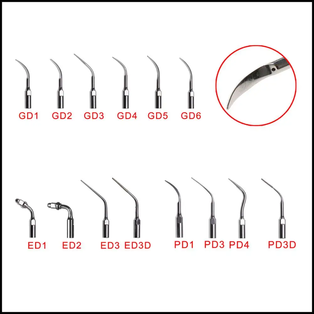 

5 Pcs Dental Ultrasonic Endo Perio Supragingival Scaling Tips Fit DTE SATELEC Scaler Tips Stainless Steel material