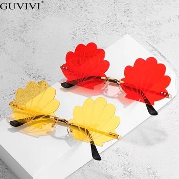 

Rimless Sunglasses Women 2020 Vintage Shell Sunglasses Metal Frameless Funny Party Sun Glasses Female Colorful Shades Oculos
