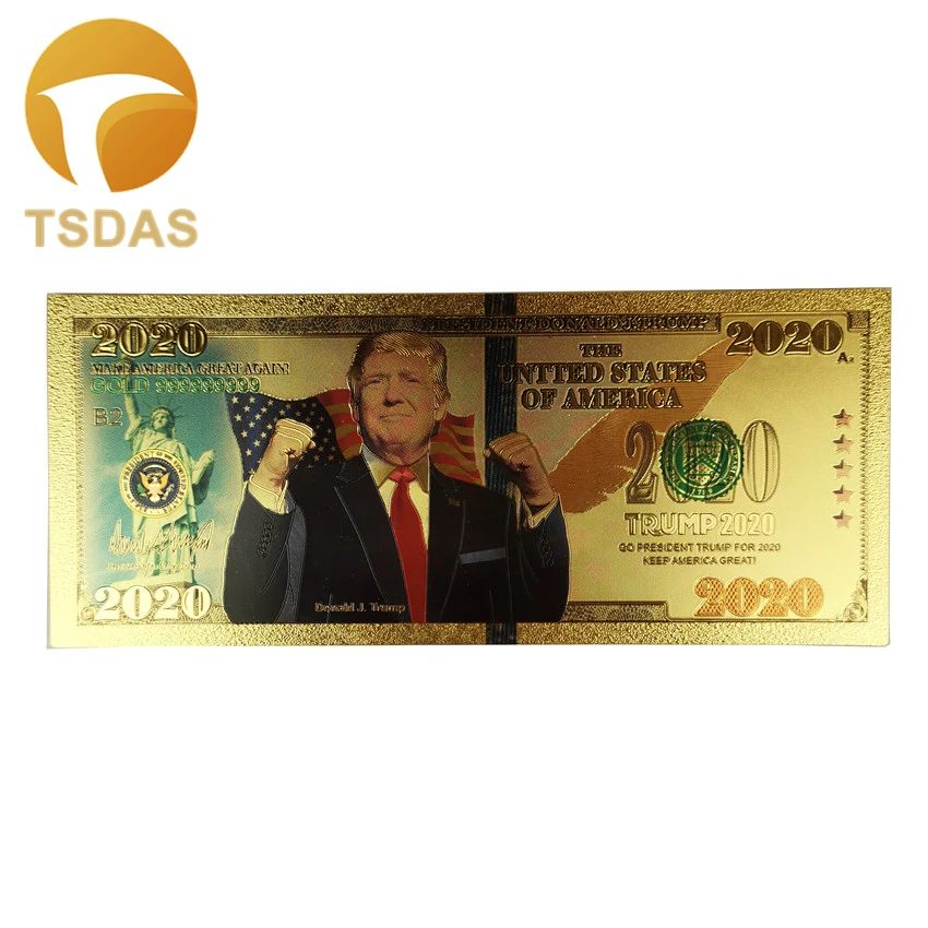 

1pcs Trump 2020 President US Dollar Gold Banknote 24k Gold Plated USD Banknotes Drop Shipping