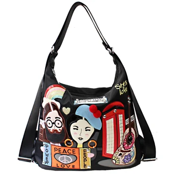 

Embroidery Women Bag Nylon Purses and Handbags Luxury Shoulder Bags Female Bags for Women 2019