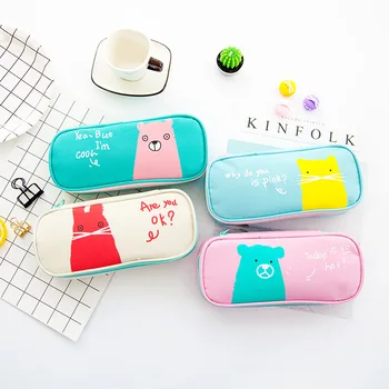 

Solid Color Zipper Large Capacity Pencil case Korean Kawaii School Supplies Big Pencil Box For Girls Gifts Stationery