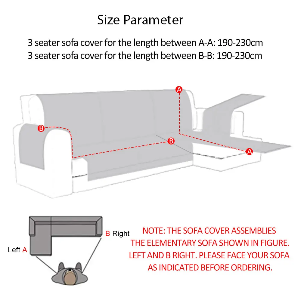 Waterproof Sofa Slipcover Non-slip Soft Sectional Couch Covers Pet Furniture Protector Slipcovers Right Left Arm Sofa Cover