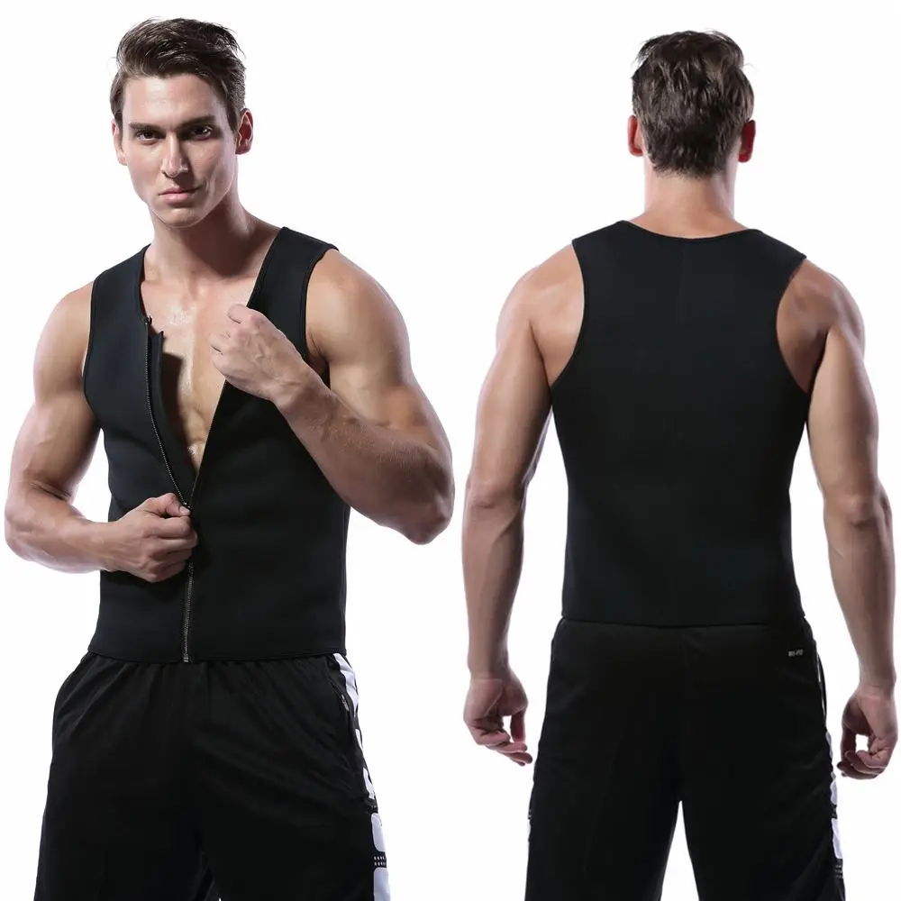 Black Ultra Sweat топ из неопрена для похудения утягивающий жилет Для мужчин жилет с эффектом сауны потливость боди шейпер для живота Пояс корсет для уменьшения тренировка для тела моделирующая одежда - Цвет: Black