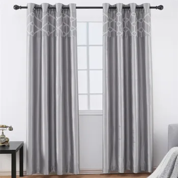 

90% Blackout Curtains with Jacquard Printed Stitching 1 Panel Window Draperies for Living Room Bedroom Kitchen Hotel Wholesale