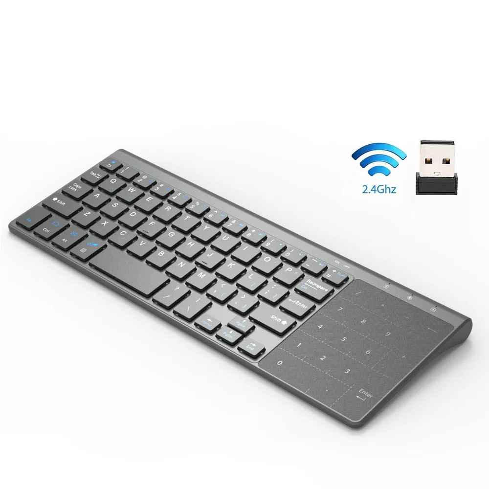 Тонкая 2 4 ГГц USB Беспроводная мини-клавиатура с цифровой сенсорной панелью для