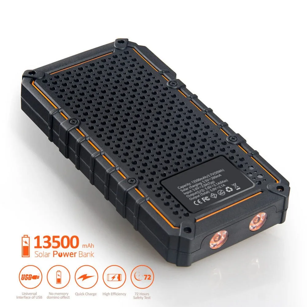 EasyAcc Miaow 10000mAh Solar Waterproof Power Bank External Battery Solar Powerbank Charger with SOS LED Lighting for Outdoor