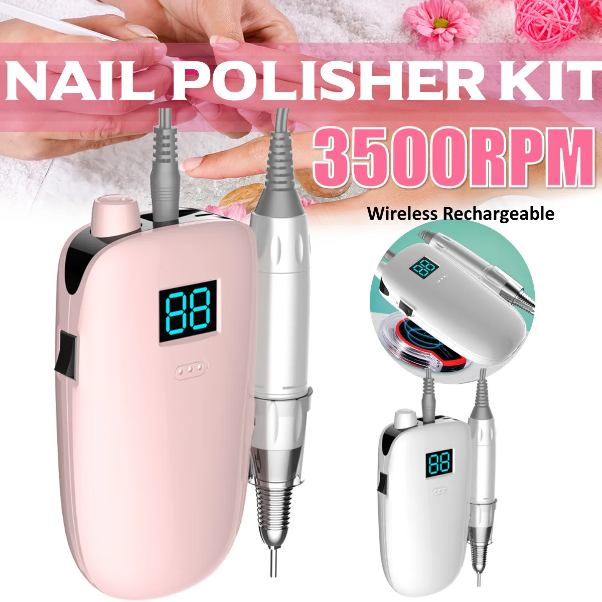 

Portable Rechargeable Nail Drill Machine 35000RPM Manicure Pen Machine Electric Nail File Nail Art Tools Set for Nail Drill bits