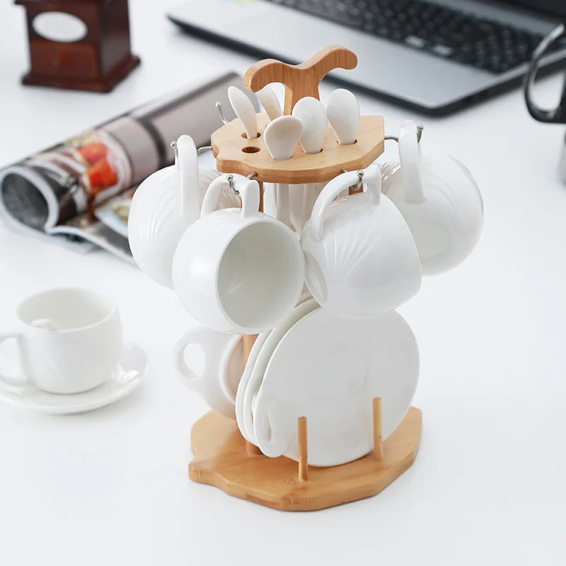 Скандинавские творческие в форме шариковой ручки чайный набор с чашками деревянная полка ложка комбинация пластин послеобеденный чайный сервиз чашка украшение комнаты - Цвет: A