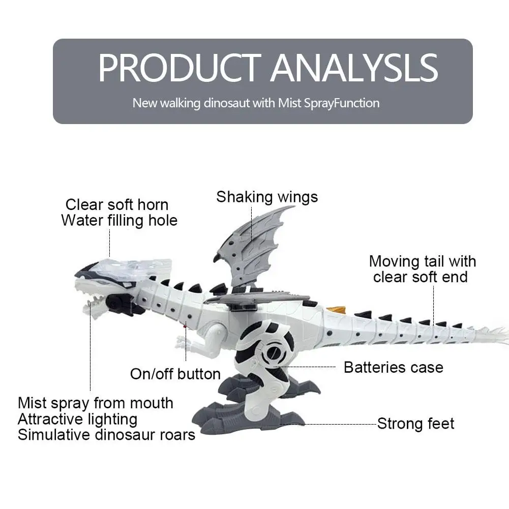 Механический спрей динозавр Электрический свет огнеупорная дыхательная машина война Дракон марширующий электрический игрушечный динозавр детские игрушки