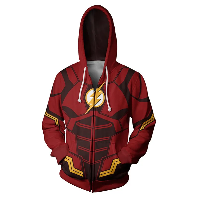 New DC Comics Flashman Cosplay Hoodies Men 3D Printed Superhero Spiderman Ironman Venom Zipper Hood