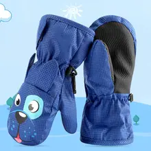 Детские Водонепроницаемые зимние толстые теплые перчатки милые Мультяшные собаки Кролик печать 3D Уши противоскользящие эластичные зимние лыжные варежки От 1 до 8 лет