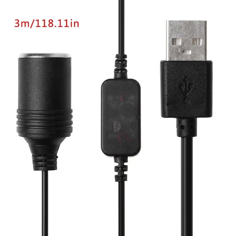 1PC USB 5V To 12V Car Cigarette Lighter Socket Female Converter Power Adapter Cable useful car accessaries - Название цвета: 3m