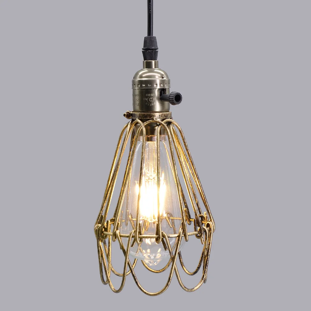 

Artpad Vintage Lampshade Pendant Light Lamp Shade Loft Metal Cage Bulb Home Decoration Lighting With 5 W Edison bulb