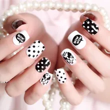 Короткий поддельный Набор наклеек на ногти 24 штук в штучной упаковке одежда классный Маникюр патчи для ногтей наконечник милый горошек щенок 288