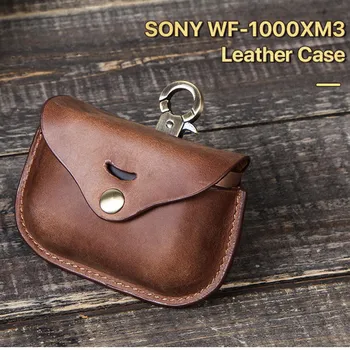 

Solid Color 100% Leather Case for Sony wf-1000xm3 Retro Simplicity Bluetooth Headset
