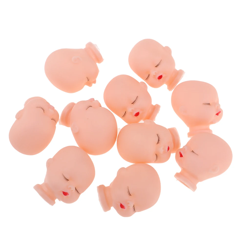 10 Pieces Red Lips Sleeping  Doll Heads Sculpt For Mini Keychain  Toy DIY Custom Body Parts