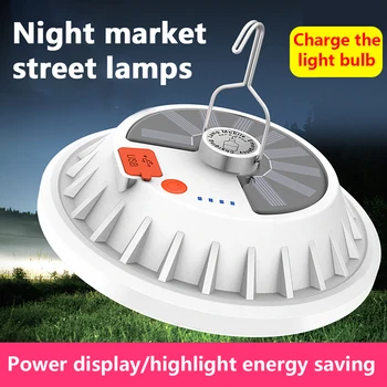 

120LED Portable Lantern Outdoor Camping Lamp Rechargeable LED Bulb Lamp Remote Control Solar Power Emergency Night Market Light