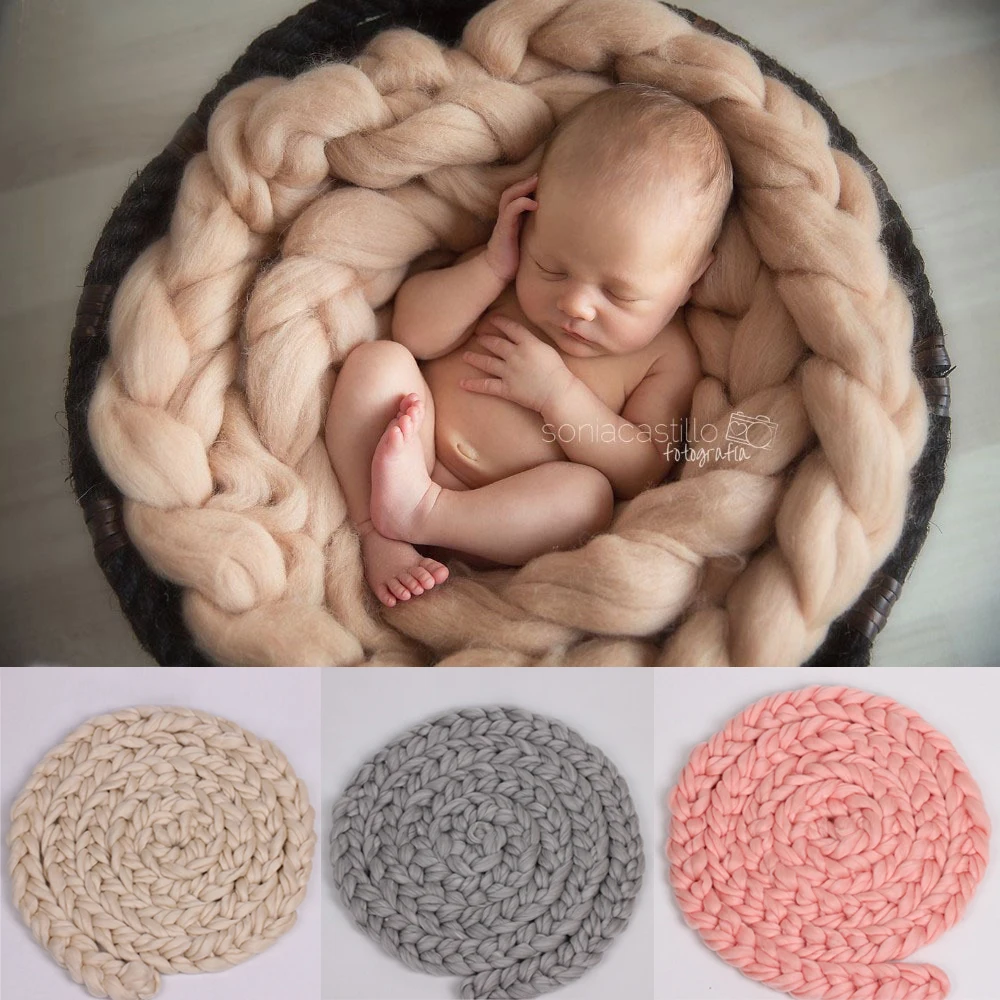 Newborn Baby Kids Infant Photo Photography Props Braid Knitting Wool Blanket 