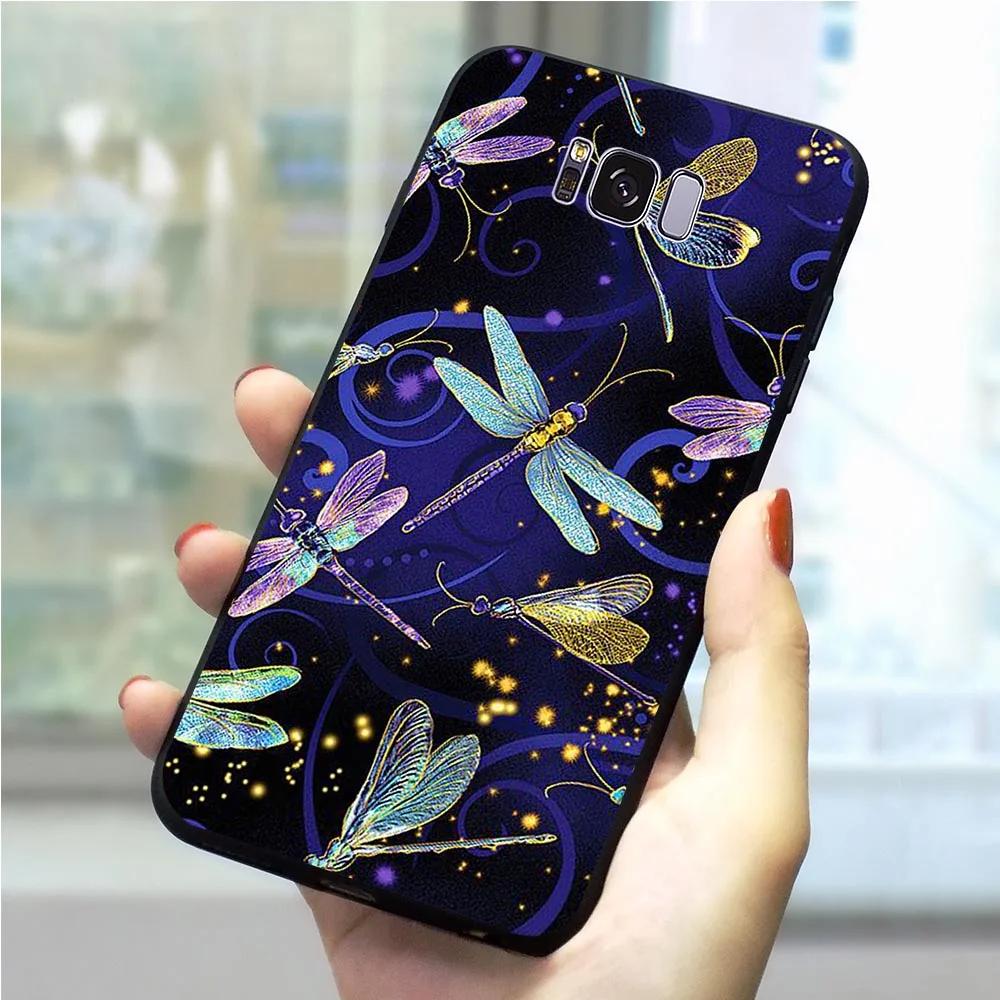 

Colorful dragonfly Phone Case for Samsung Galaxy S7 Edge Cover S8 S6 M10 M20 M30 S9 S10 Plus S10e Note 8 9