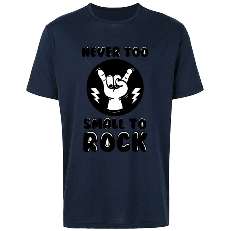 Punk Rock T-shirt For Men Never Too Small To Rock I Love You T Shirt Summer Casual TShirt Graphic Cotton Clothing Mens Tees images - 6