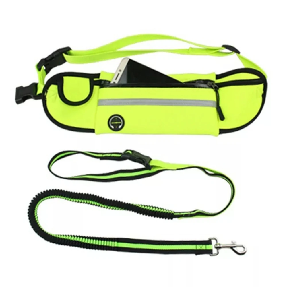 Pet Dogs Harness Collar Nylon Elasticity Freely Reflective Dogs Walking Running Training Leash With Adjustable Waist Belt Rope - Цвет: Green