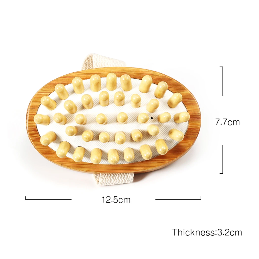 Anti Cellulite Wooden Massage Brush Fat Remover Massager with Hand Strap Portable Pocket Size, Good with or without Creams