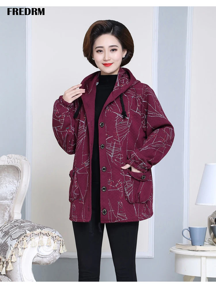 

FREDRM Plus Over Size Jackets Women 2020 New Spring Autumn Coats Euro 52 54 Female Stripe Outerwear Middle-aged Ladies Jacket
