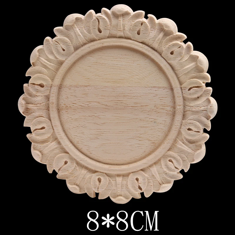 Solid Wood Decal Wood Carving European Round Patch Wood Carving Furniture Decoration Cabinet Door Cabinet Bed Flowers Wood Decal 5