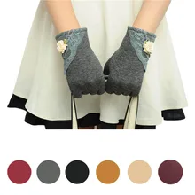 Женские зимние Термические перчатки унисекс винтажные перчатки с цветами шерстяные женские зимние теплые перчатки подарочные варежки guantes