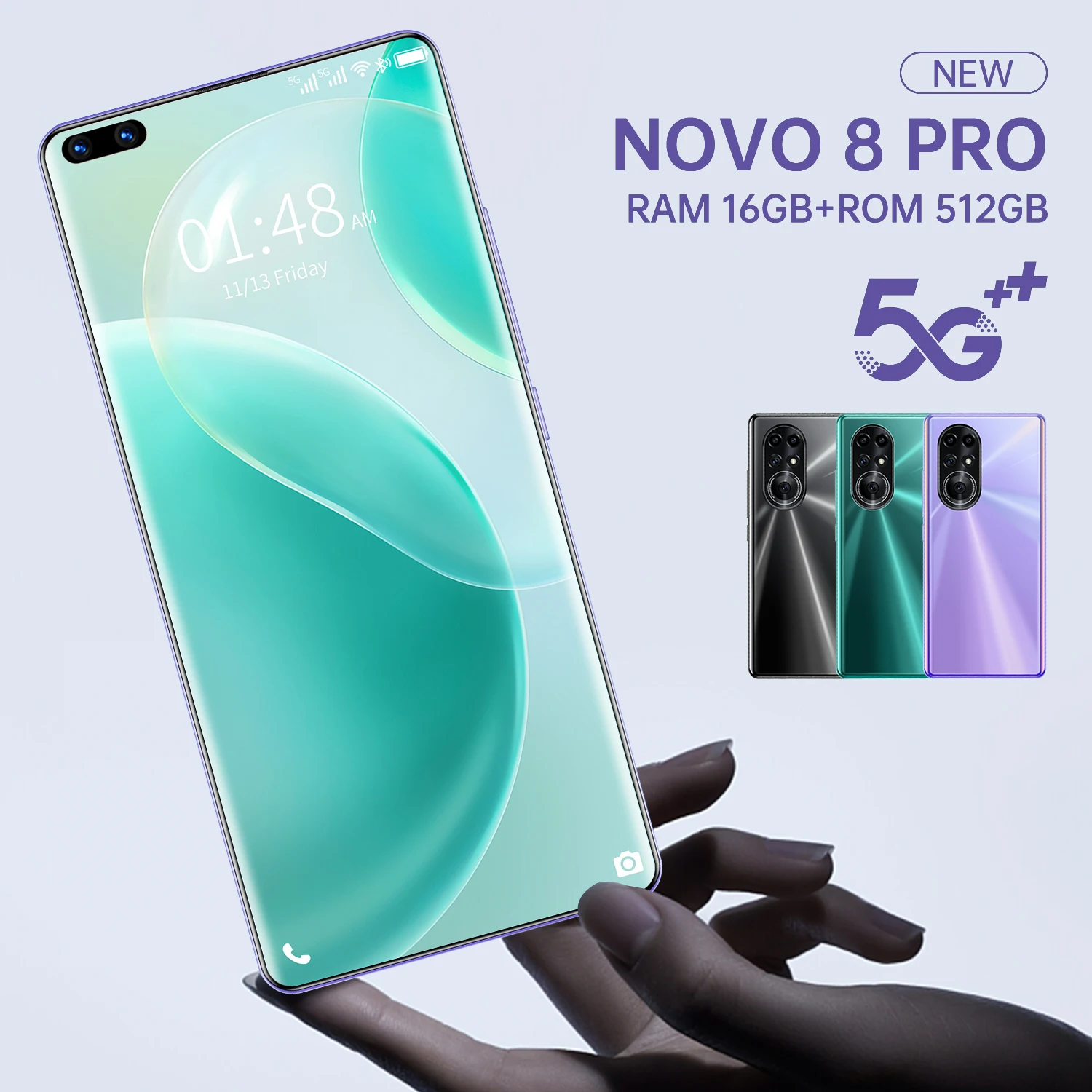 US $107.73 Novo 8 Pro Smartphone Newest Android 110 16GB512GB Cellphone 6800mAh Deca Core CPU Mobile Phone 73 32MP Rear Cameras