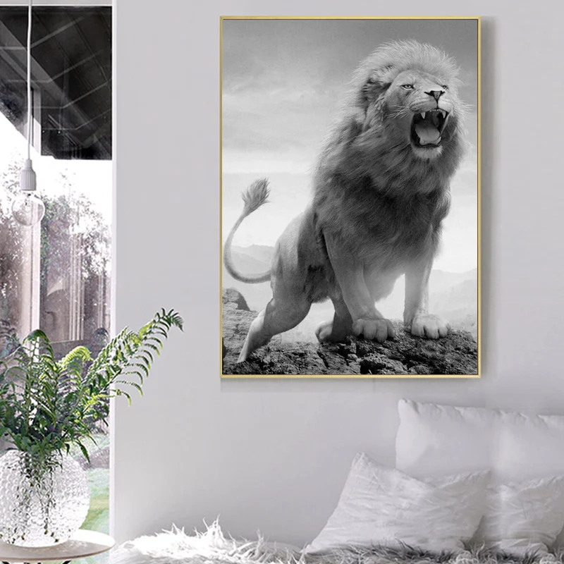 

Canvas Painting Lion In The Dark Canvas Art Posters and Prints Animals Wall Art Decorative Pictures African Lion Home Wall Decor