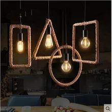Пеньковая веревка потолочный светильник художественные творческие лампы геометрические круглые квадратные Ресторан Бар кофе магазин Железный Droplight