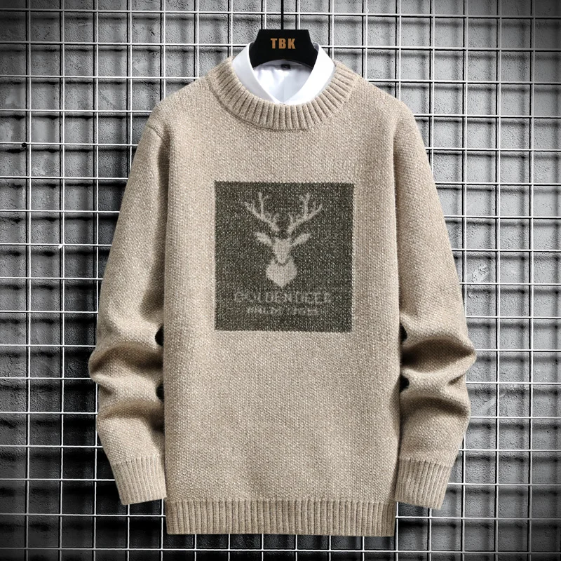Sweaters  Mens Clothes Autumn and Winter The New Round Neck Hedging Casual Thicken