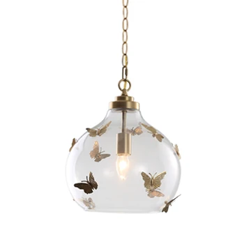 

Glass Small Chandelier Single Head Light Luxury Modern Pendant Lights Bedroom Bedside Loft Lampara Colgante Kitchen Items EB50DD