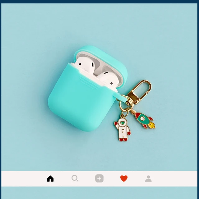 Cosmic Astronaut Spaceman Silicone Case for Apple AirPods 1 2 Case with Keychain Wireless Earphone Case Accessories Cover Box blue 1