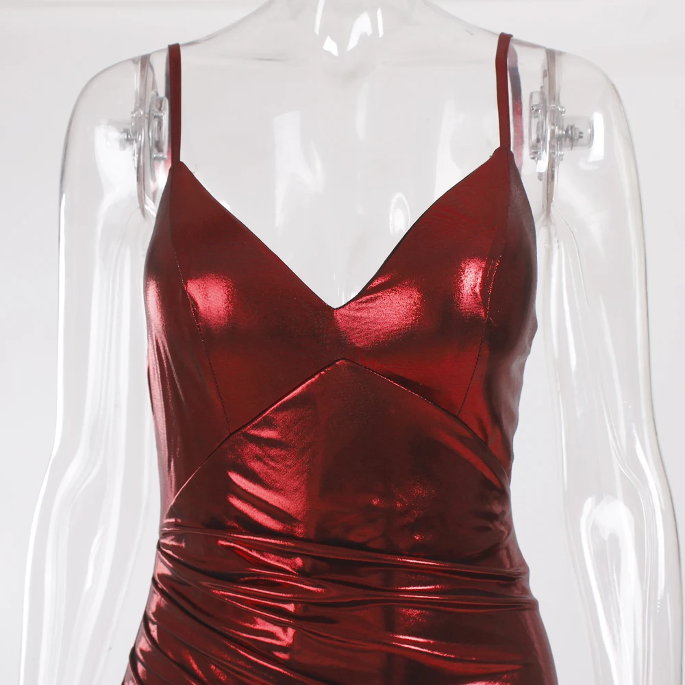 Сексуальное бордовое длинное платье с глубоким v-образным вырезом, плиссированное платье с разрезом, длинное обтягивающее платье без рукавов, платье длиной до пола