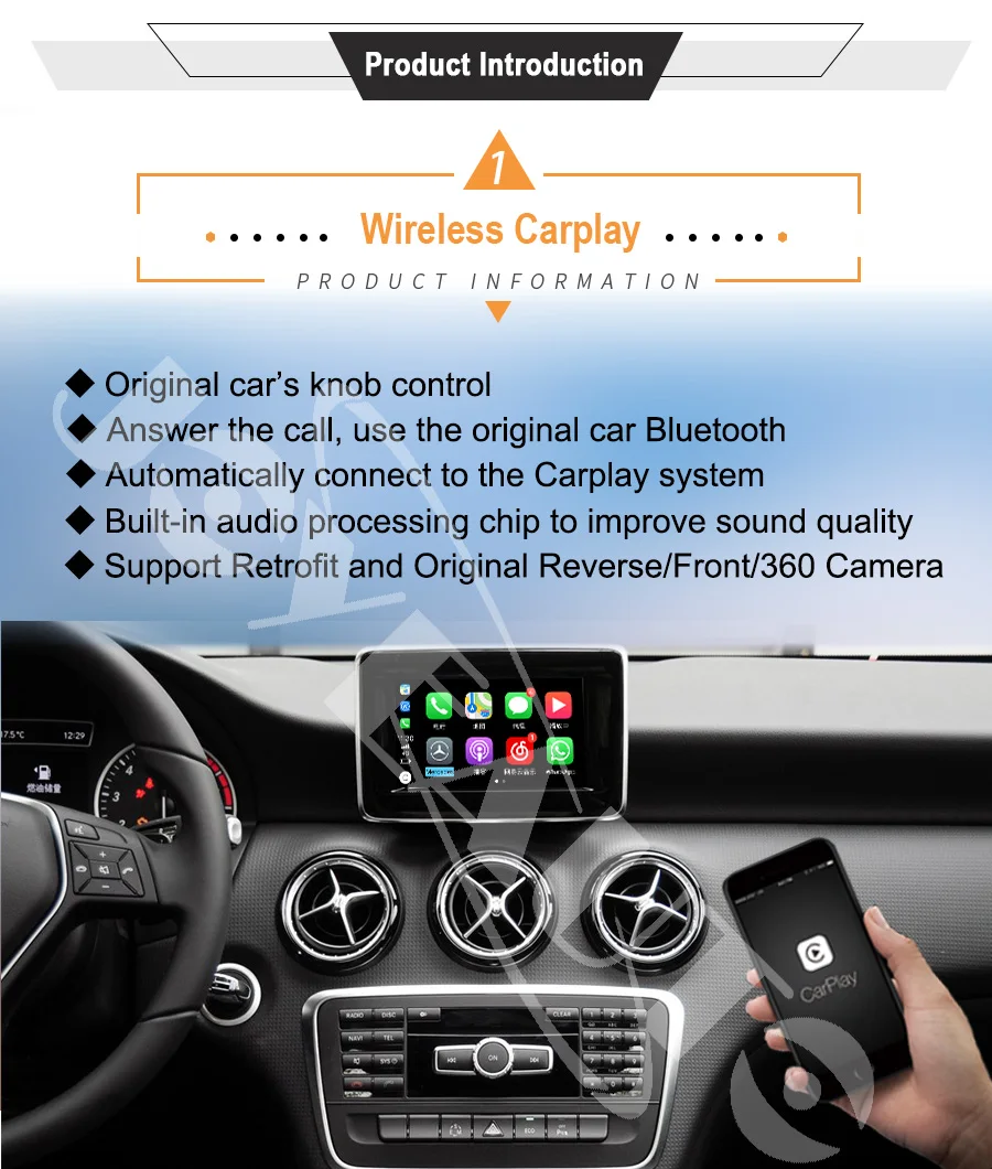 Joyeauto Wifi беспроводной Carplay Mercedes B класс W246 NTG4.5/4,7 2011- Apple Car Play Android авто зеркало модифицированное для Benz